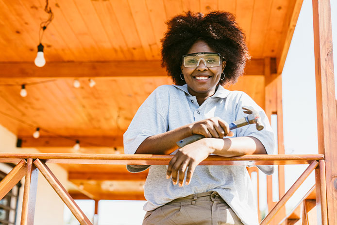 Woman wearing safety glasses