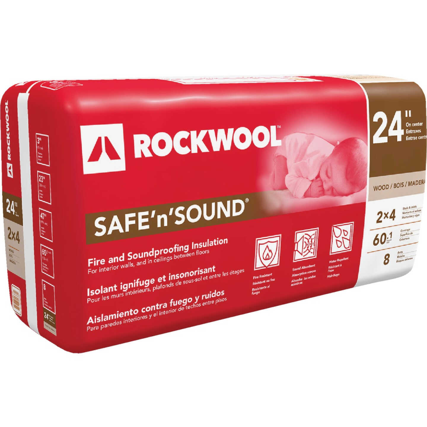 Rockwool Safe'n'Sound 24 In. x 47 In. Stone Wool Insulation (8-Pack) -  Power Townsend Company