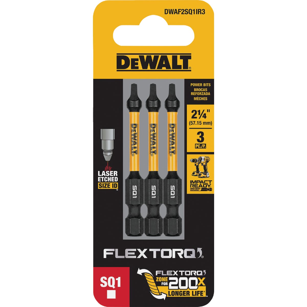 DEWALT FlexTorq 2-1/4 In. #1 Square Insert Impact Screwdriver Bit