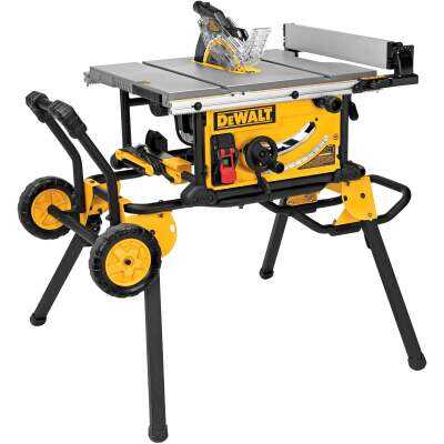 DEWALT 15A 10 In. Compact Job Site Table Saw with Rolling Stand