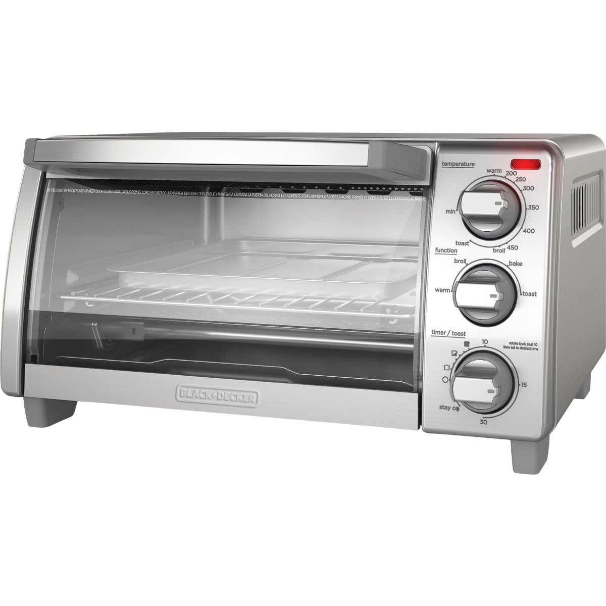 Black Decker 4 Slice Natural Convection Toaster Oven Power