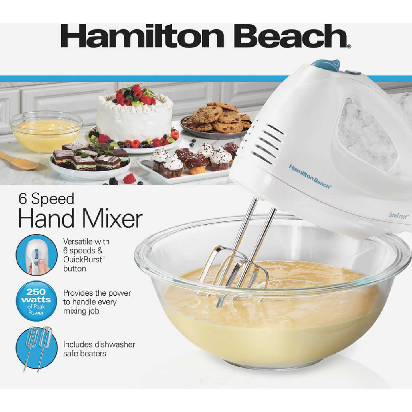 Hamilton Beach 6-Speed Electric Hand Mixer, Beaters and Whisk