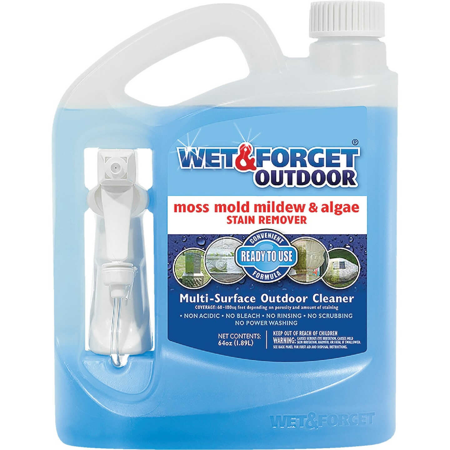 Wet and Forget Outdoor Cleaner Hose End 48 oz Refill - Removes Mildew,  Mold, Moss, and Algae Stains - For Wood and Concrete - Covers 2,000 Sq Ft 