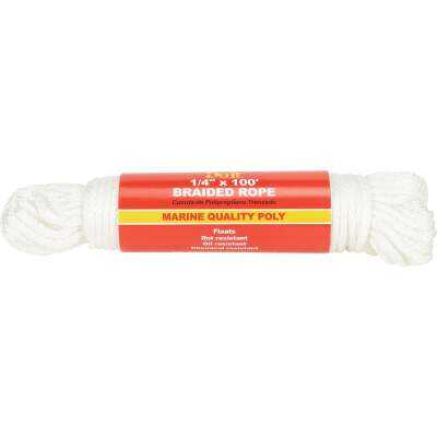 Do it Best 1/4 In. x 100 Ft. White Solid Braided Polypropylene Packaged Rope