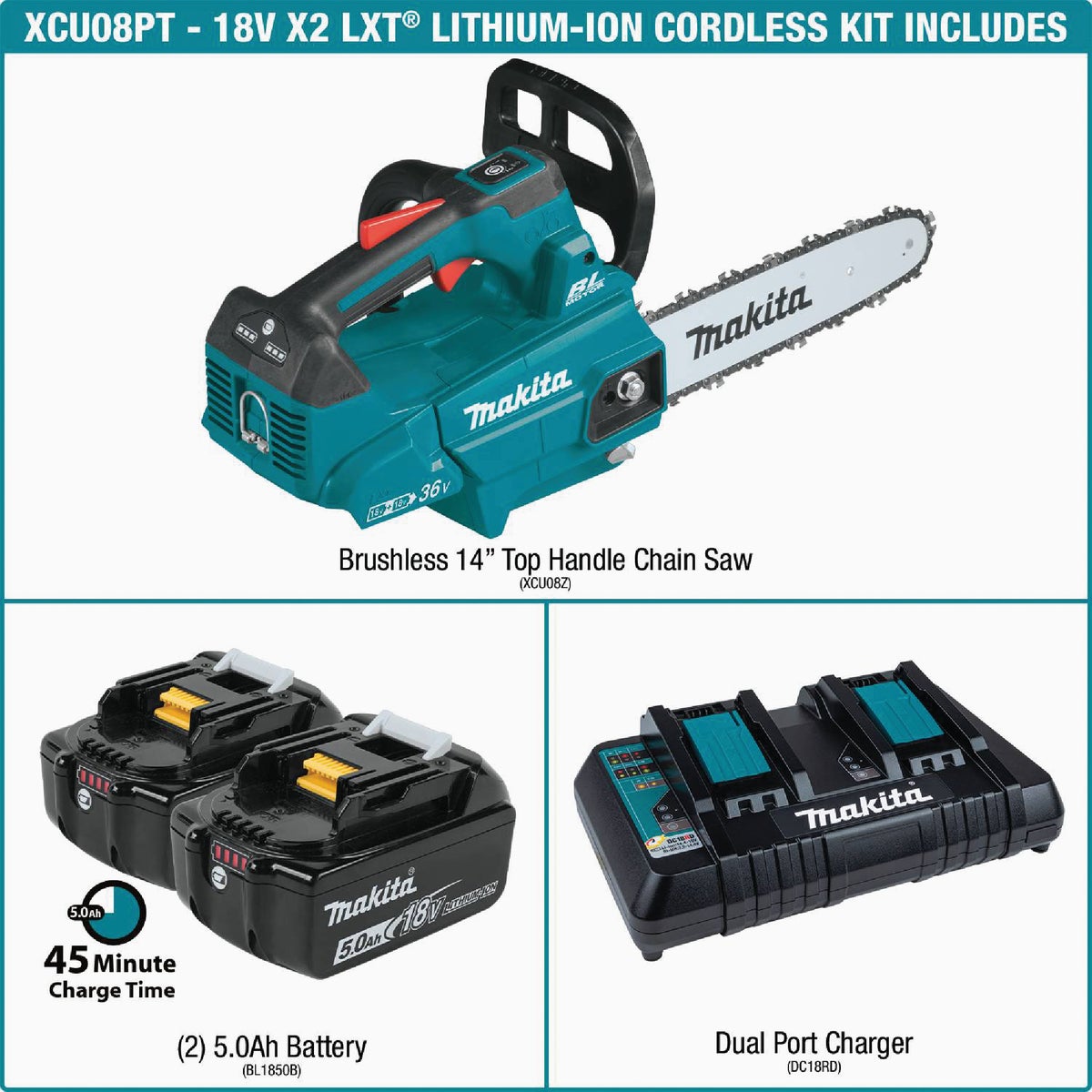 Makita 18V LXT X2 36V Lithium Ion Brushless Cordless 14 In. Top