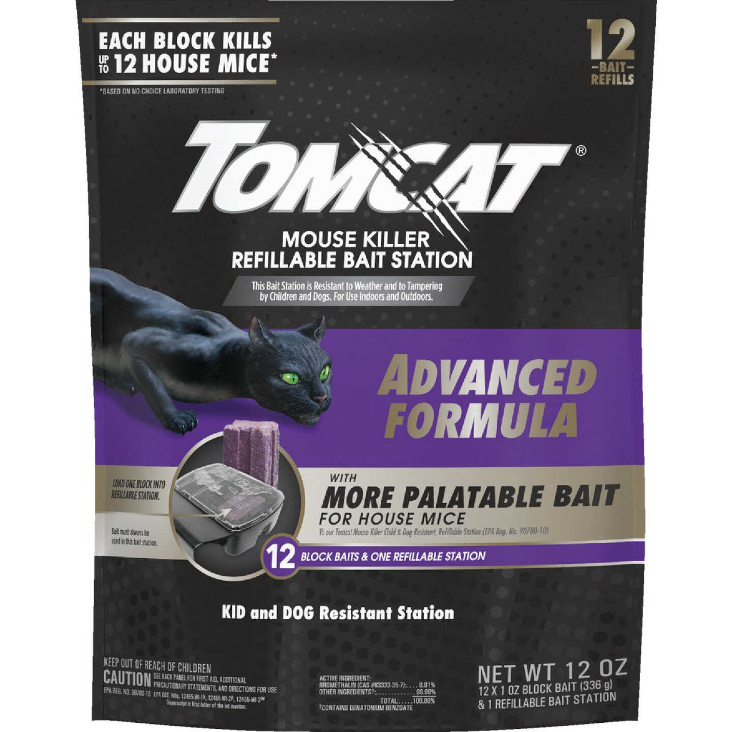 Tomcat Advanced Formula Refillable Mouse Bait Station - 12 Blocks Baits & 1  Refillable Station - Power Townsend Company